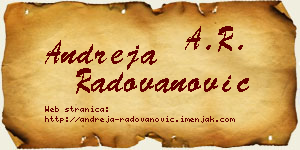 Andreja Radovanović vizit kartica